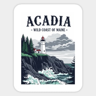 Acadia Wild Coast of Maine Lighthouse Design - Best, Unique Gift idea for Women, Men, Kids, Christmas, Birthday, with a retro vintage style, ocean, travel, lovers, hiking, adventure, souvenir, map, visit, trip, camping, Maine, Sticker